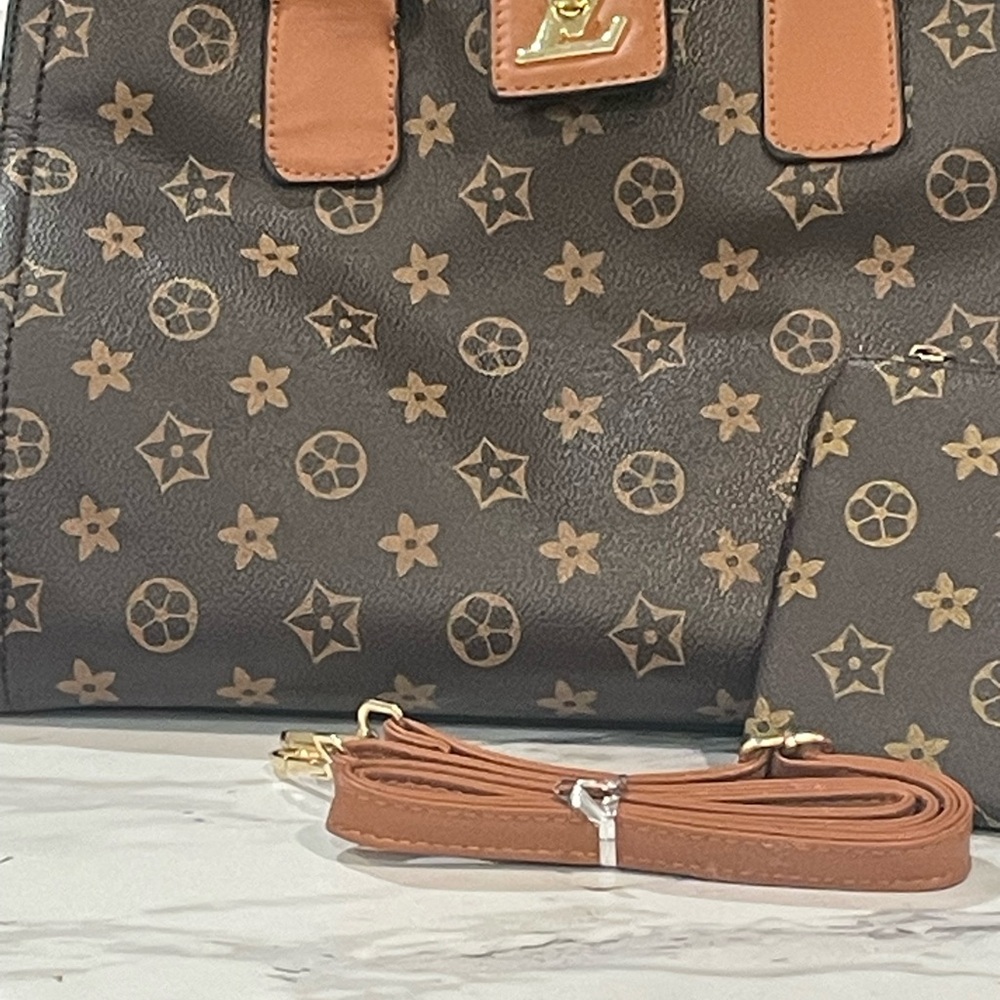 Brown Designer Tote and Wallet Set